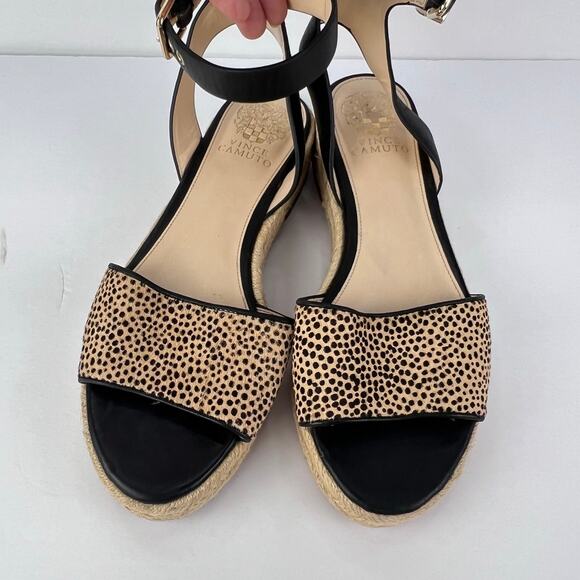 Vince Camuto Kathalia Cow Hair Leopard Platform Espadrille Sandals Women's 8.5 - Picture 4 of 8